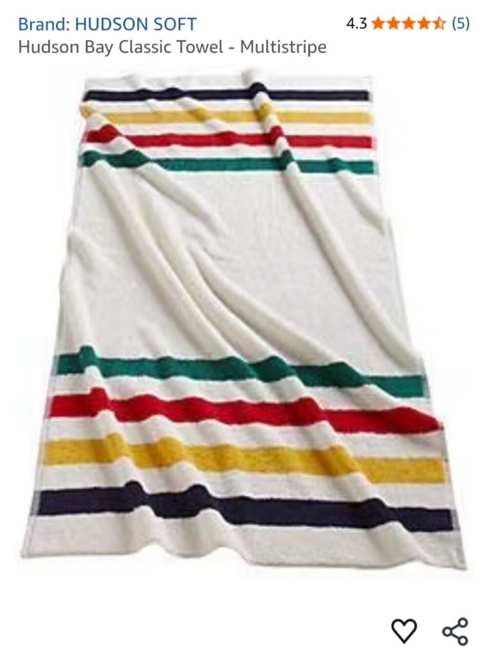 Hudson Bay Classic Towel 70" x 40" - Multistripe